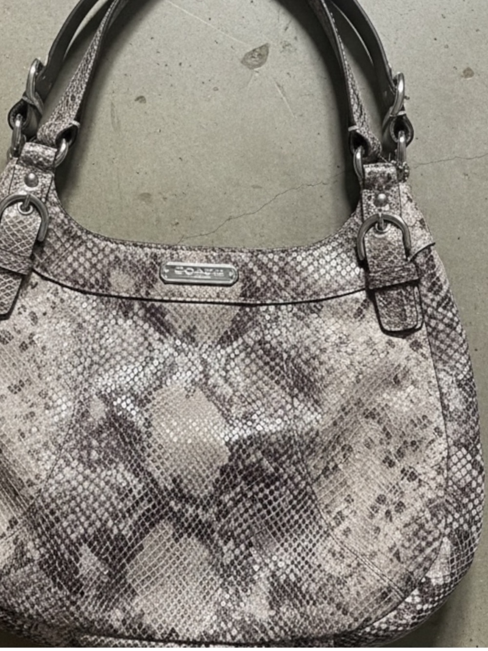 NEW!! Coach Python-Print Hobo Bag in Gray Tones